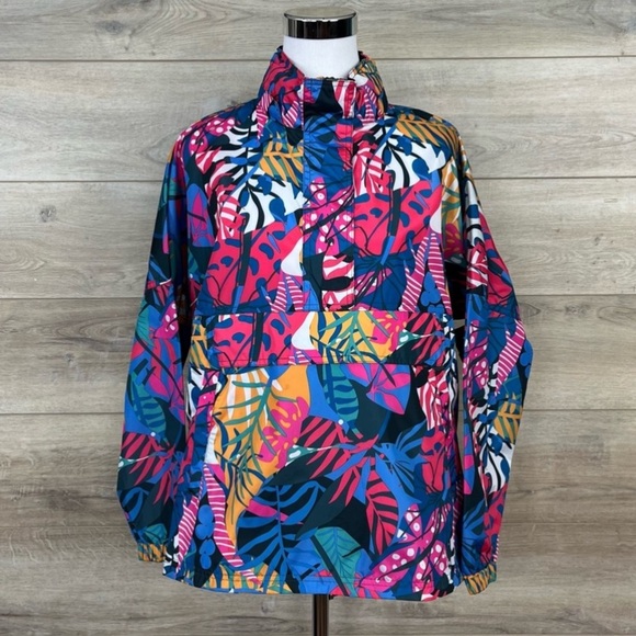 SOLD! Lauren James Hooded Rain Jacket Pullover Windbreaker Multicolored Floral - Picture 3 of 12